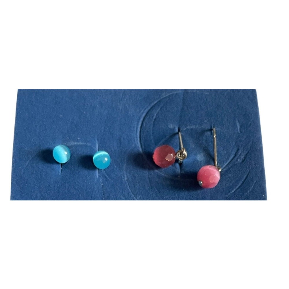 Avon Cats‎ Eyes Earrings Stud Dangle Pink Blue